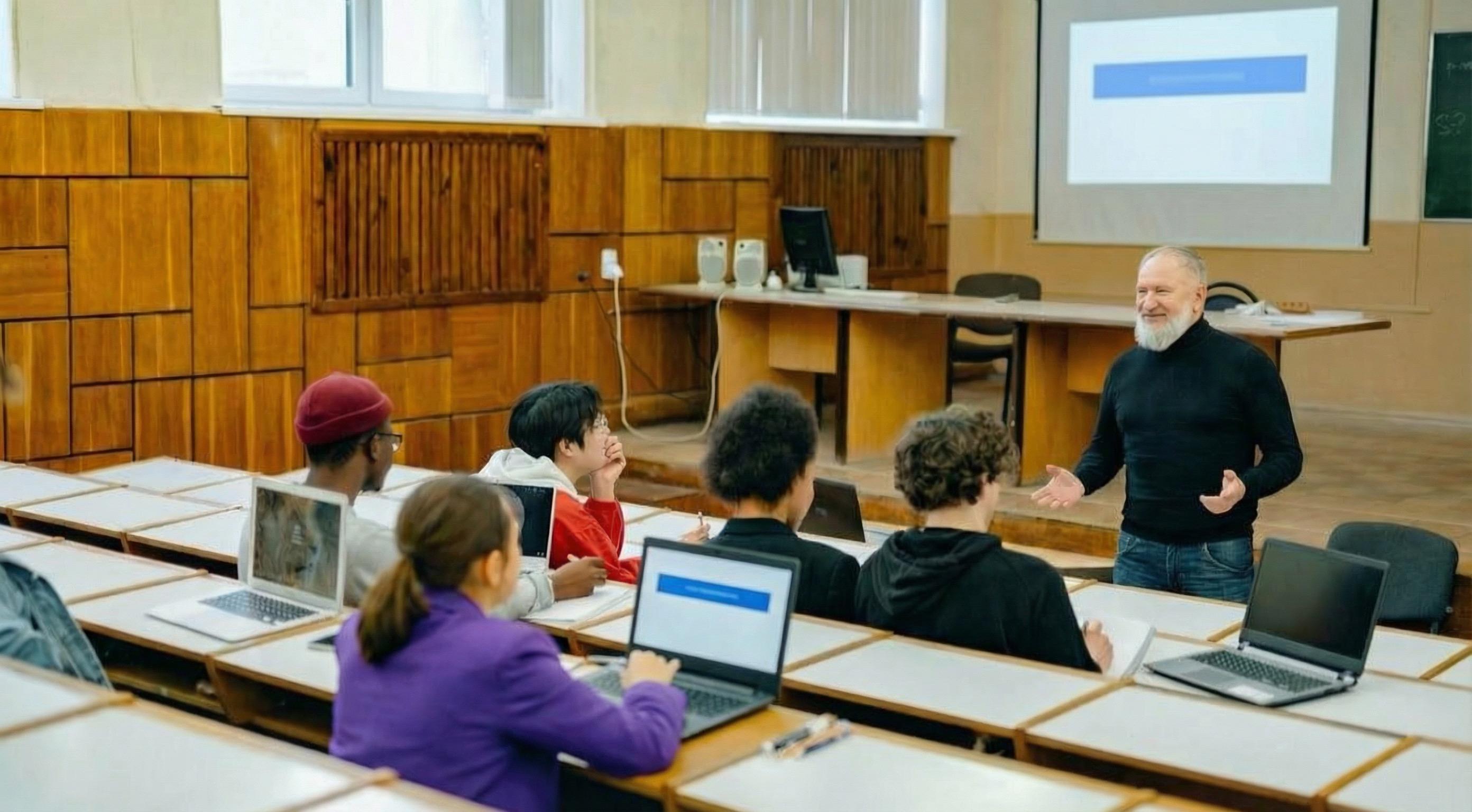 Higher education students collaborating